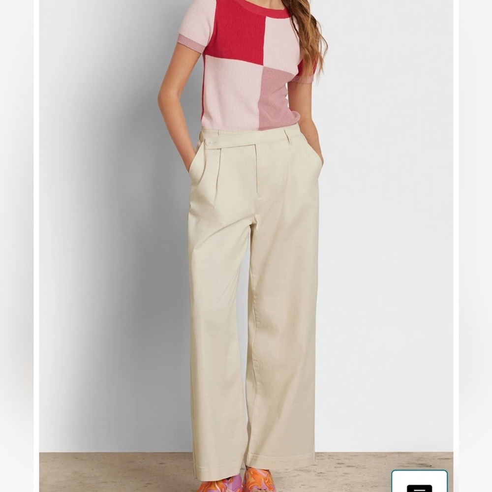 Circus NY Sam Edelman Wide Leg Trousers NWT Beige Sz 30 Slouchy Tailored Pants